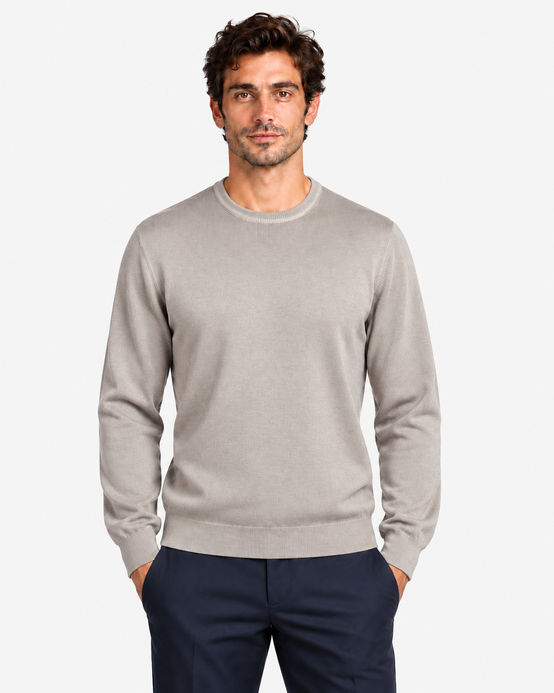 Gran Sasso Maglia Uomo Girocollo in Lana Grigio