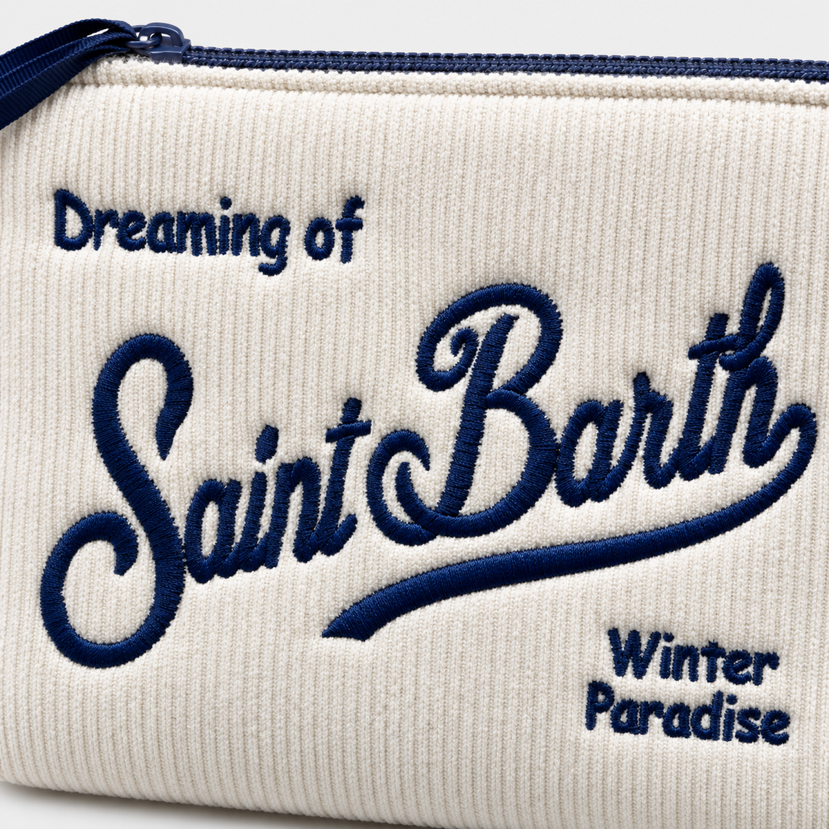 MC2 Saint Barth Pochette Donna Aline in Velluto a Coste Avorio