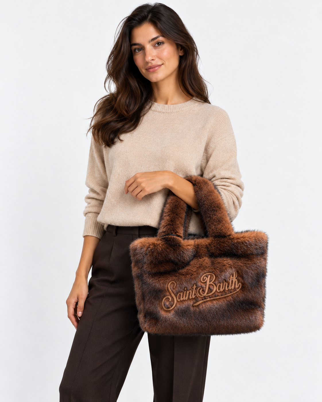 MC2 Saint Barth Borsa Donna Colette Soft Fur Marrone