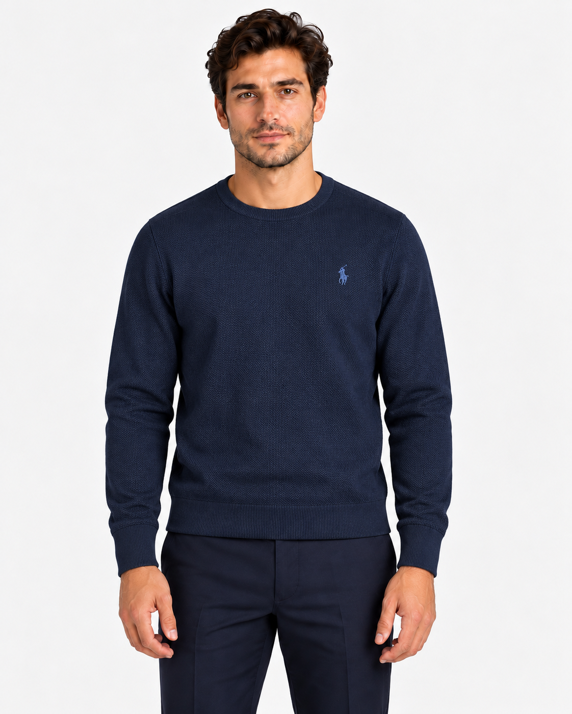 Polo Ralph Lauren Maglione Uomo Girocollo in Cotone Nido d’Ape Navy
