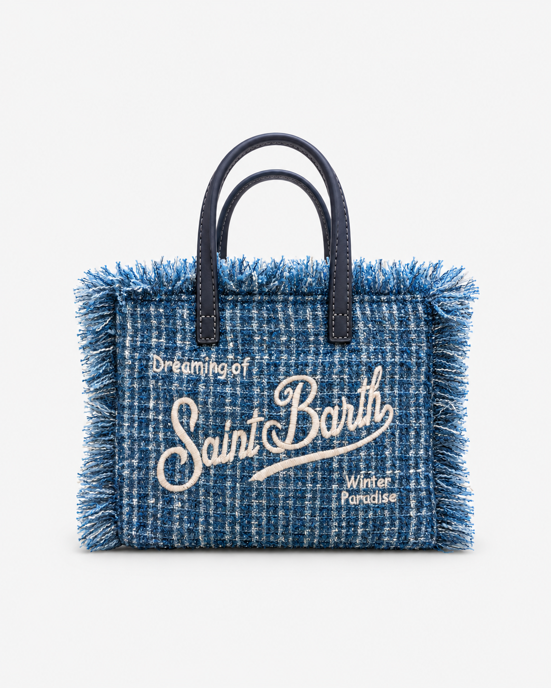 MC2 Saint Barth Borsa Donna Vanity Mini Tweed Blu con Tracolla
