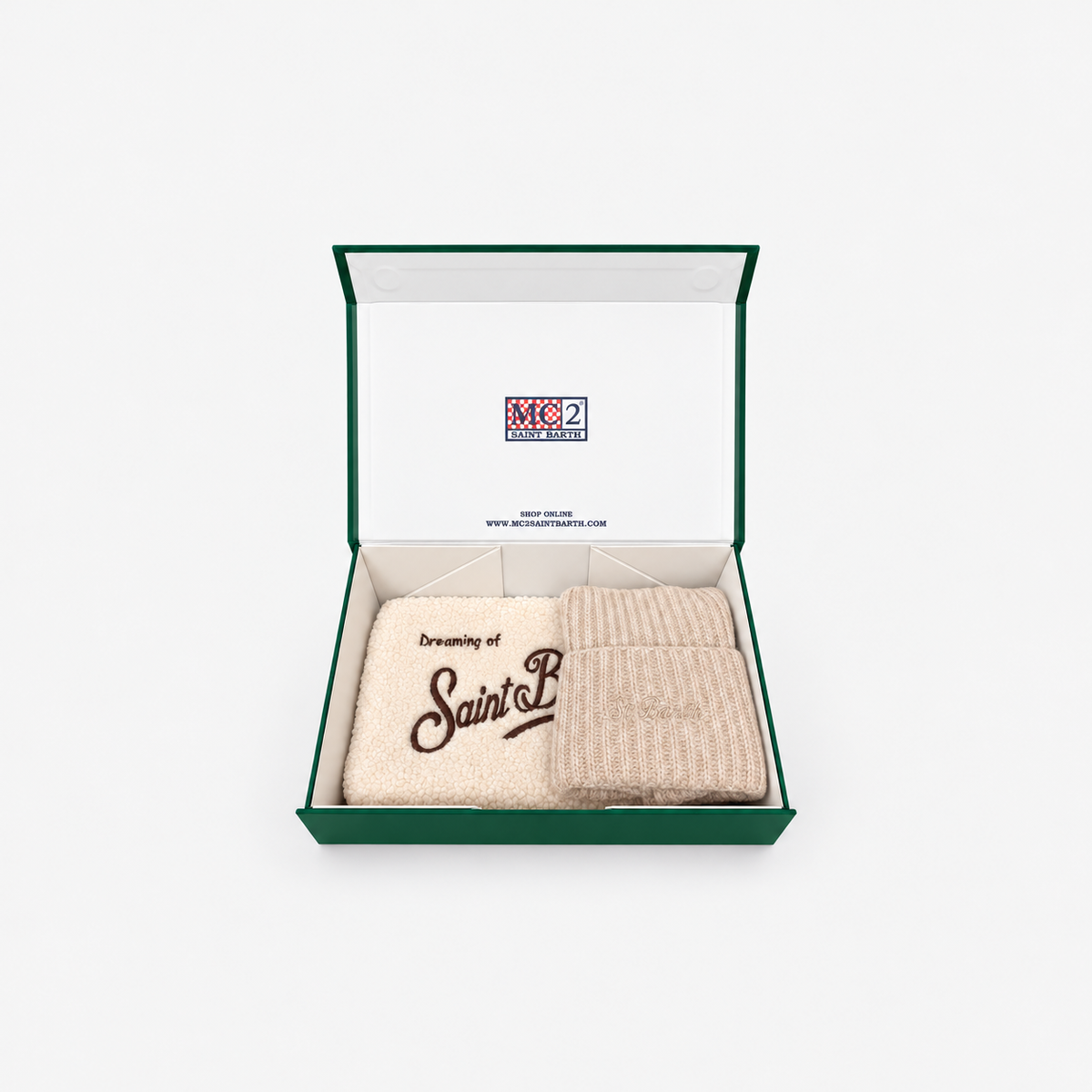 MC2 Saint Barth Gift Box Donna Teddy con Pochette Panna e Berretto