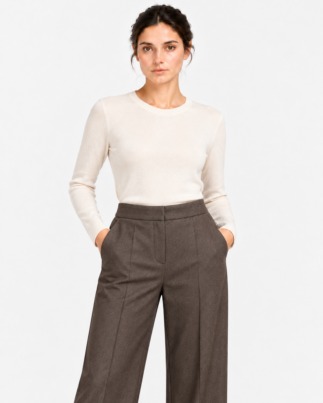 Gran Sasso Pantaloni Donna Testa di Moro in Lana e Cashmere