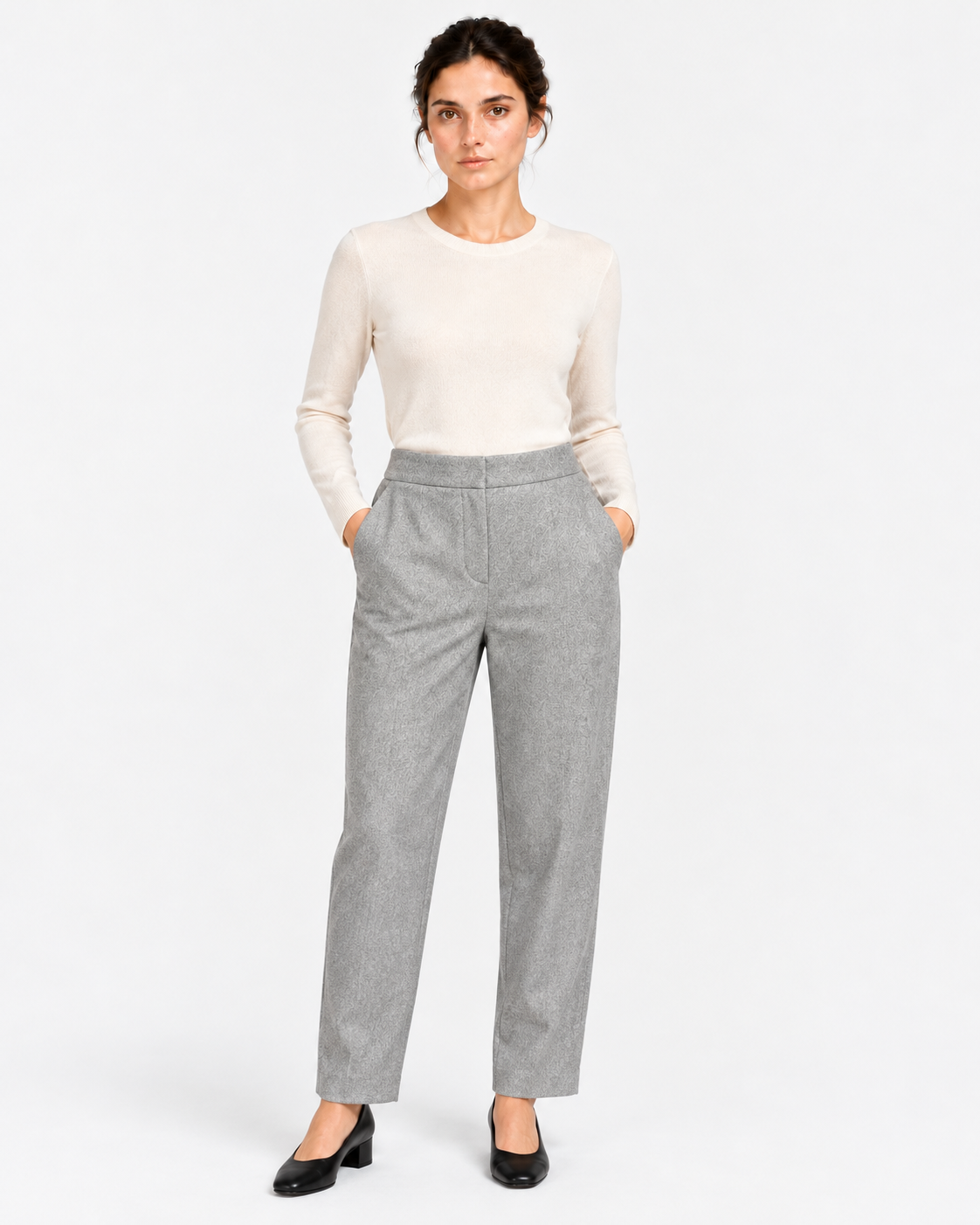 Gran Sasso Pantaloni Donna Grigi in Lana Vergine e Cashmere