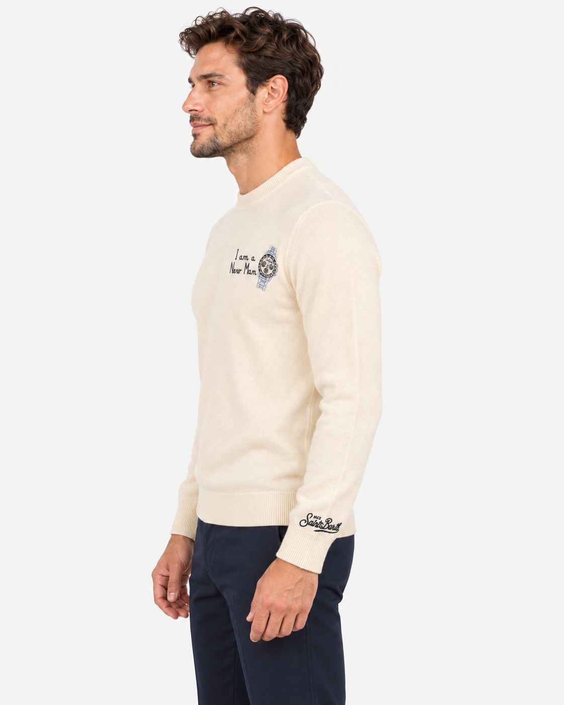 MC2 Saint Barth Maglia Uomo Night Bluewatch New Man Panna