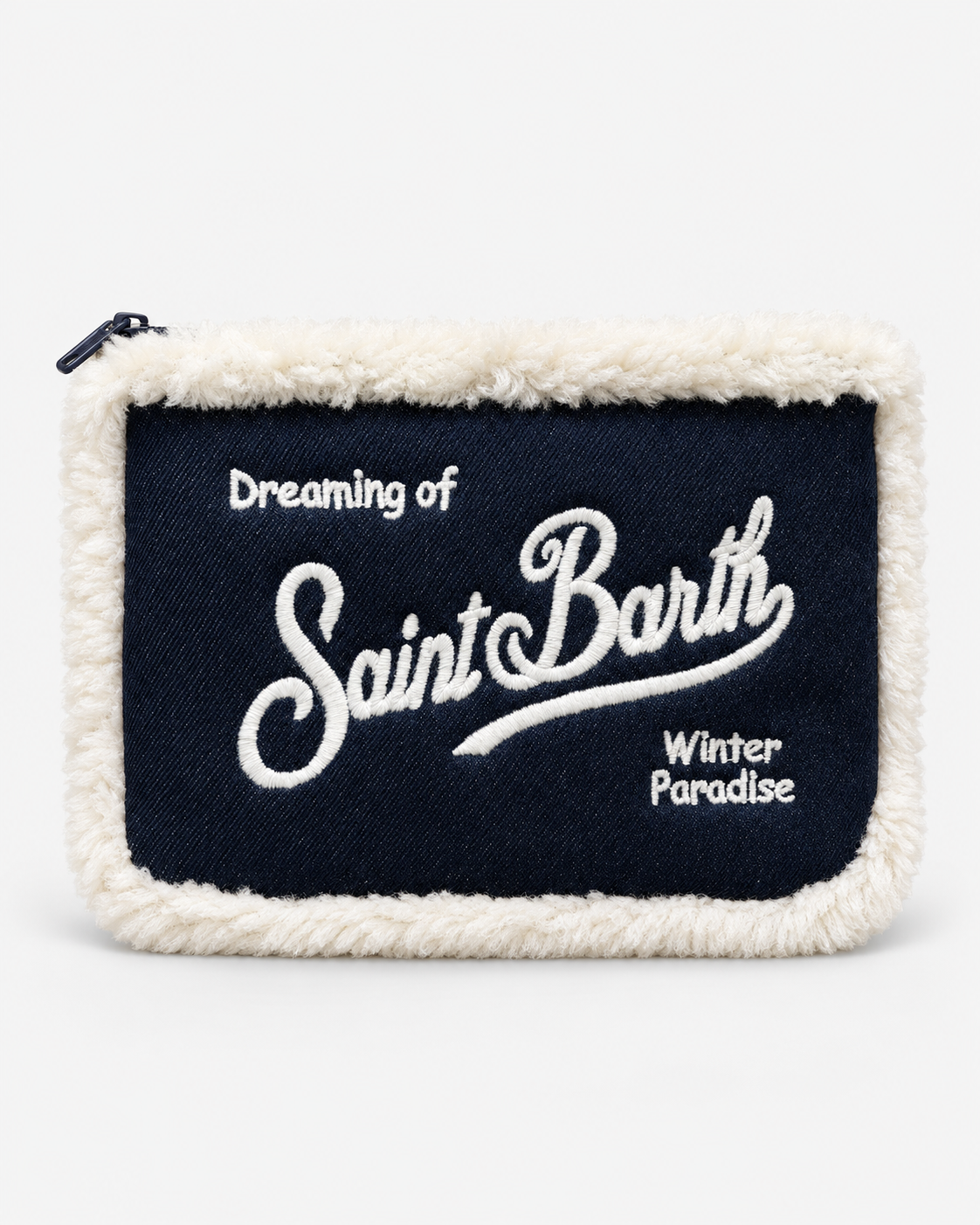 MC2 Saint Barth Pochette Donna Aline Shearling Blu e Panna