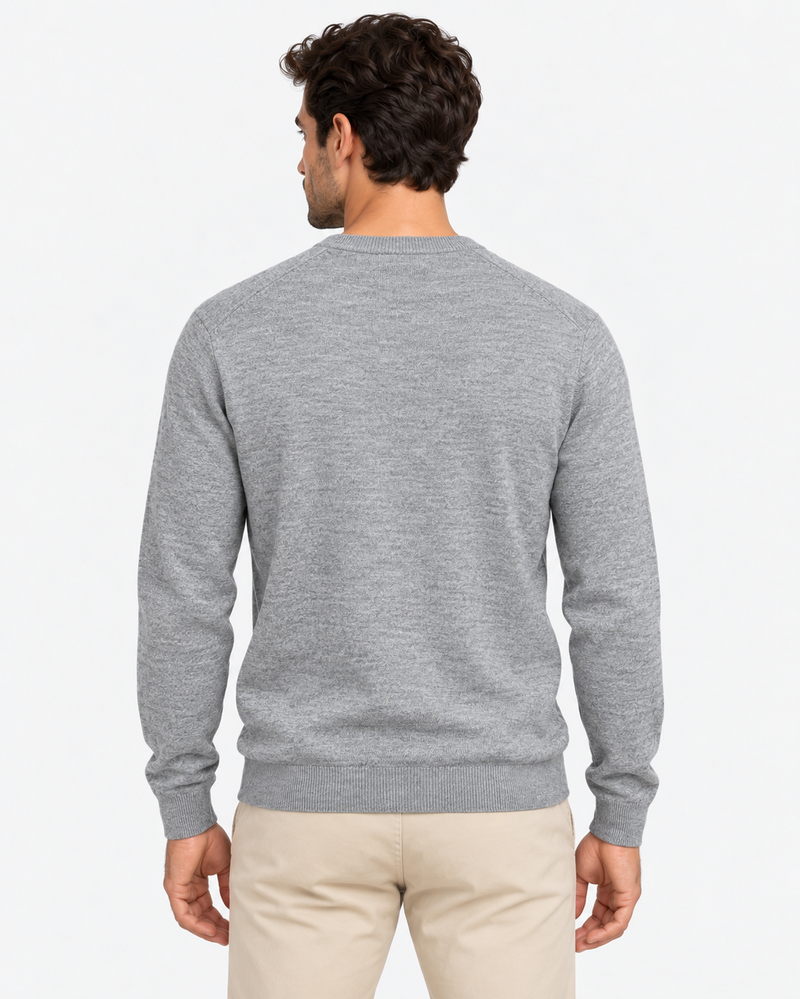 Polo Ralph Lauren Maglione Uomo Girocollo in Pura Lana Grigio Chiaro