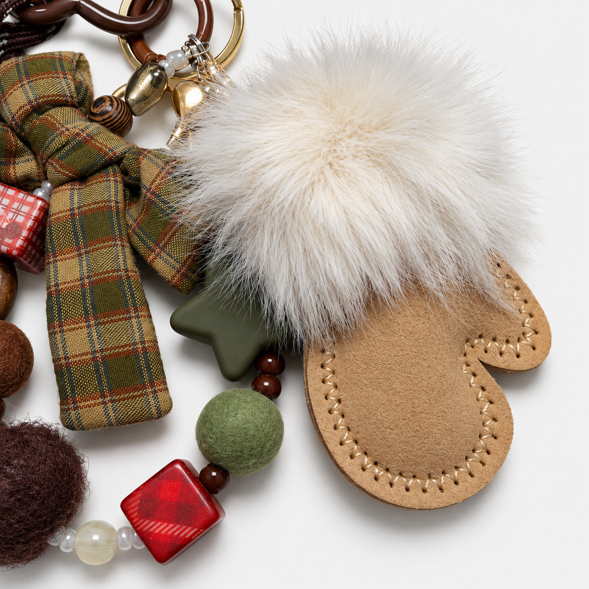 MC2 Saint Barth Charm Donna Fur Glove con Guanto e Fiocco Tartan