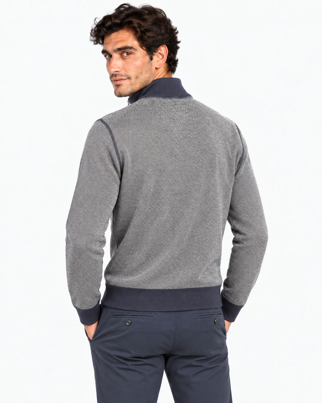 Gran Sasso Cardigan uomo in lana vergine grigio