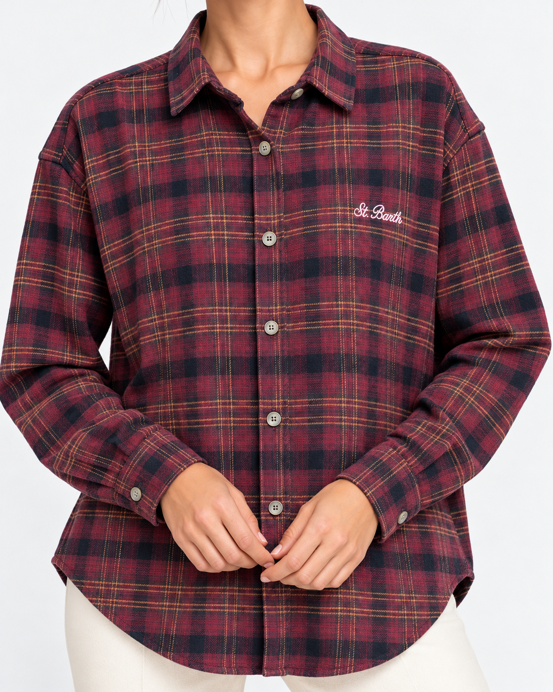 MC2 Saint Barth Camicia Donna Lully Hello Kitty Tartan Bordeaux