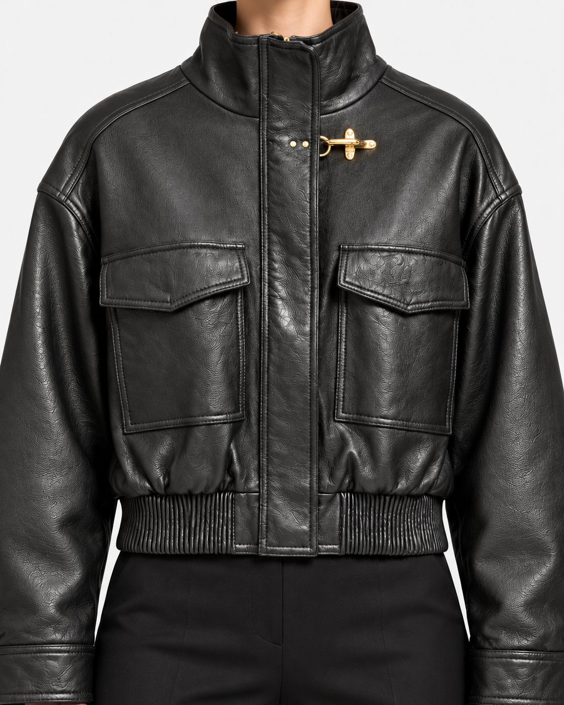 Fay Bomber Donna Cropped in Nappa Washed Nera
