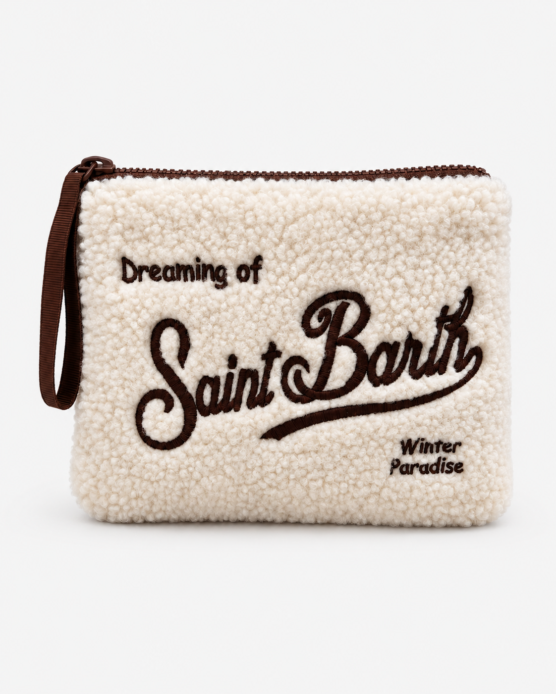MC2 Saint Barth Pochette Donna Aline Teddy Panna con Ricamo Marrone