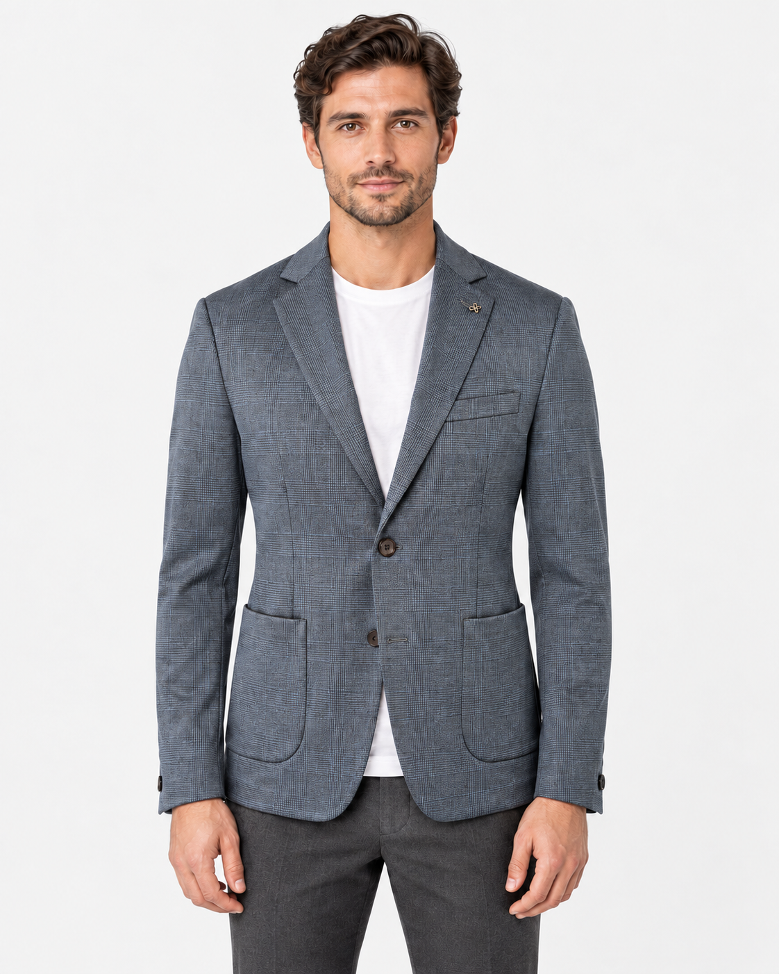 Distretto 12 Giacca Uomo Carracci Principe di Galles Grigio Blu