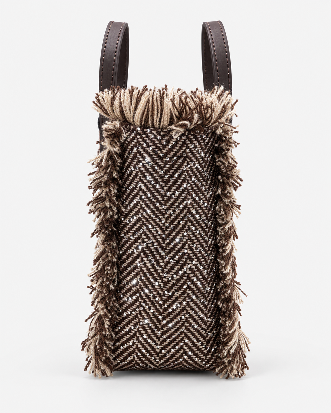 MC2 Saint Barth Borsa Donna Vanity Mini Spigata Marrone con Strass e Tracolla