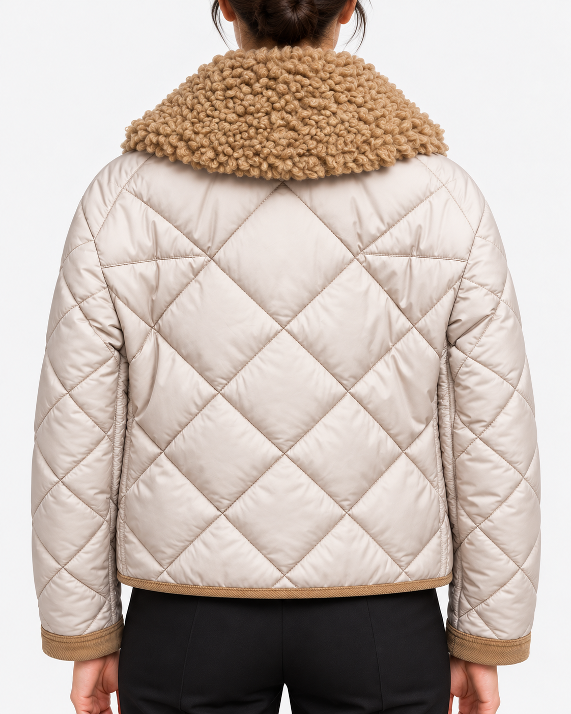 Fay 3 Ganci Donna Trapuntato Panna con Collo Removibile