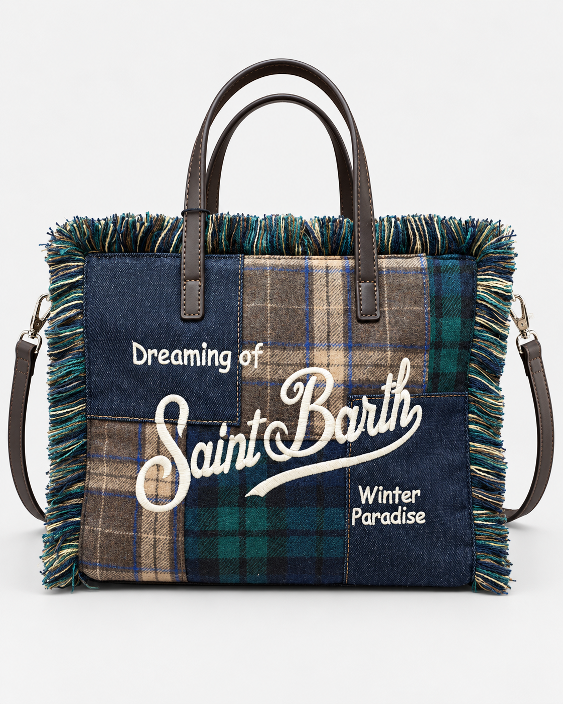 MC2 Saint Barth Borsa Donna Colette Patchwork Tartan Blu