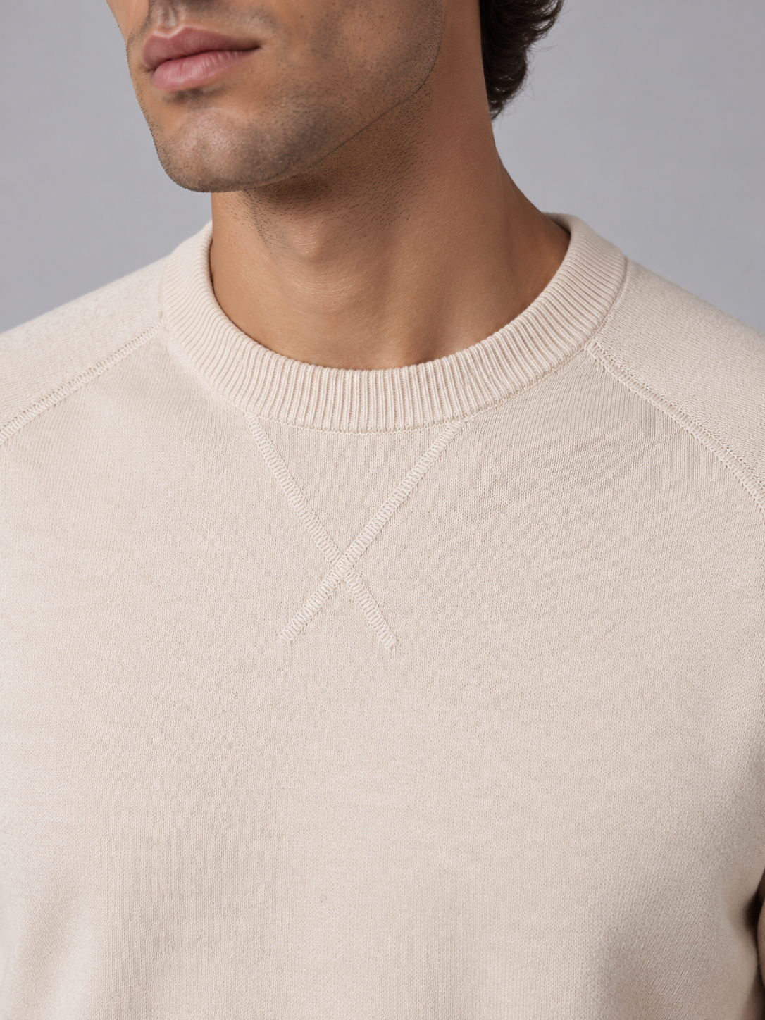Outhere maglione girocollo uomo woodveil in misto lana off white