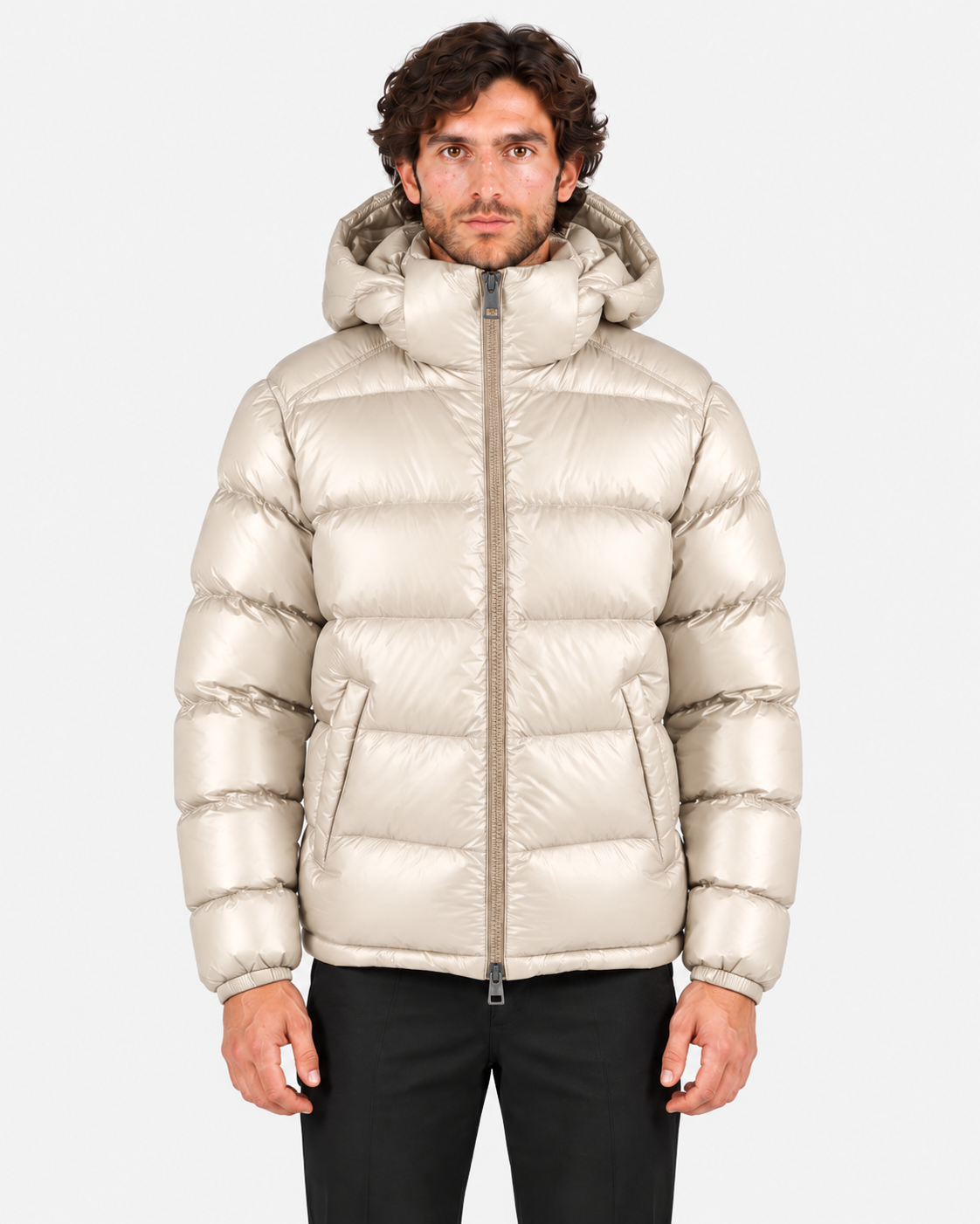 Herno Piumino uomo chantilly con cappuccio e zip a doppio cursore