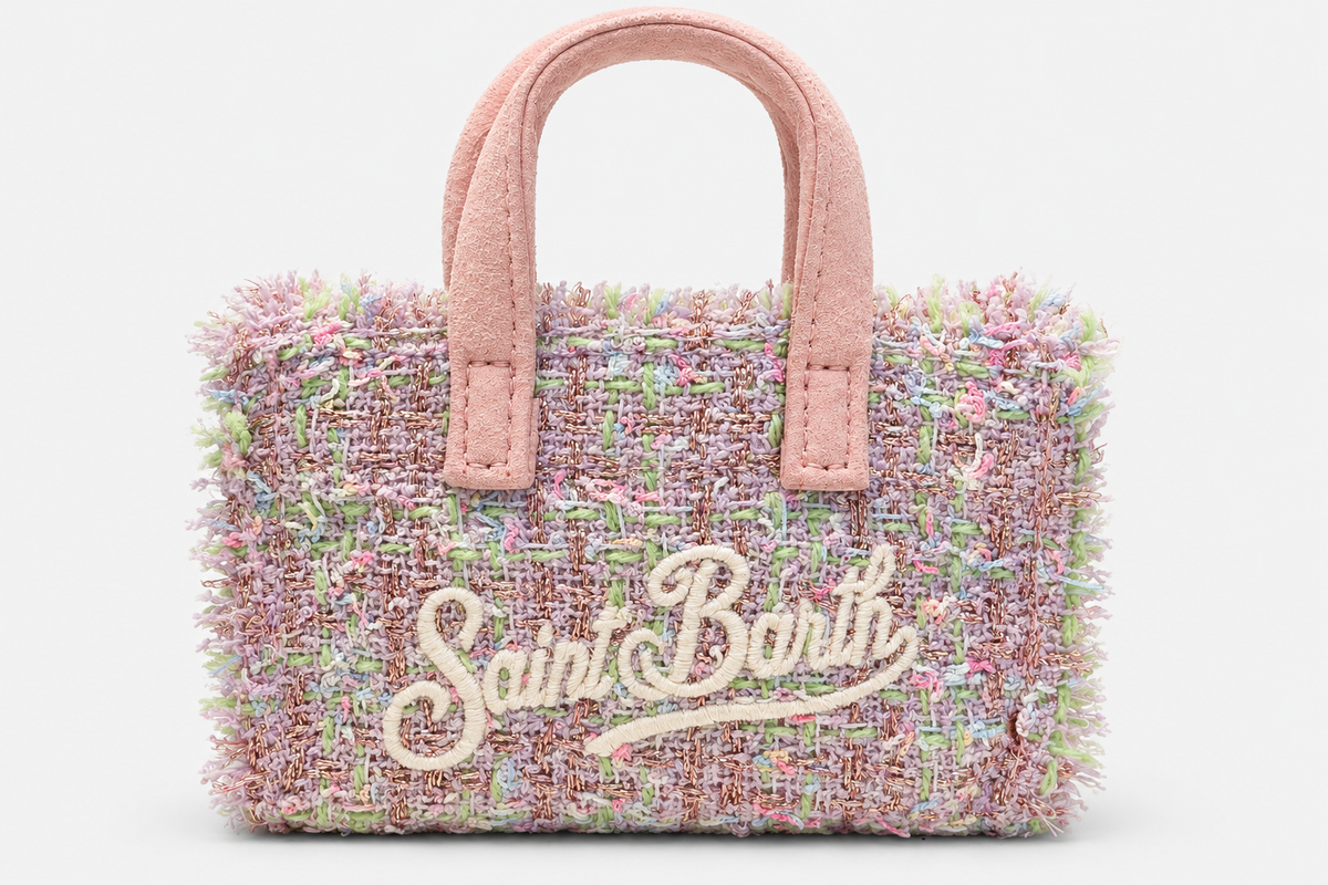 MC2 Saint Barth Key Bag Donna in Tweed Lurex Rosa Multicolore
