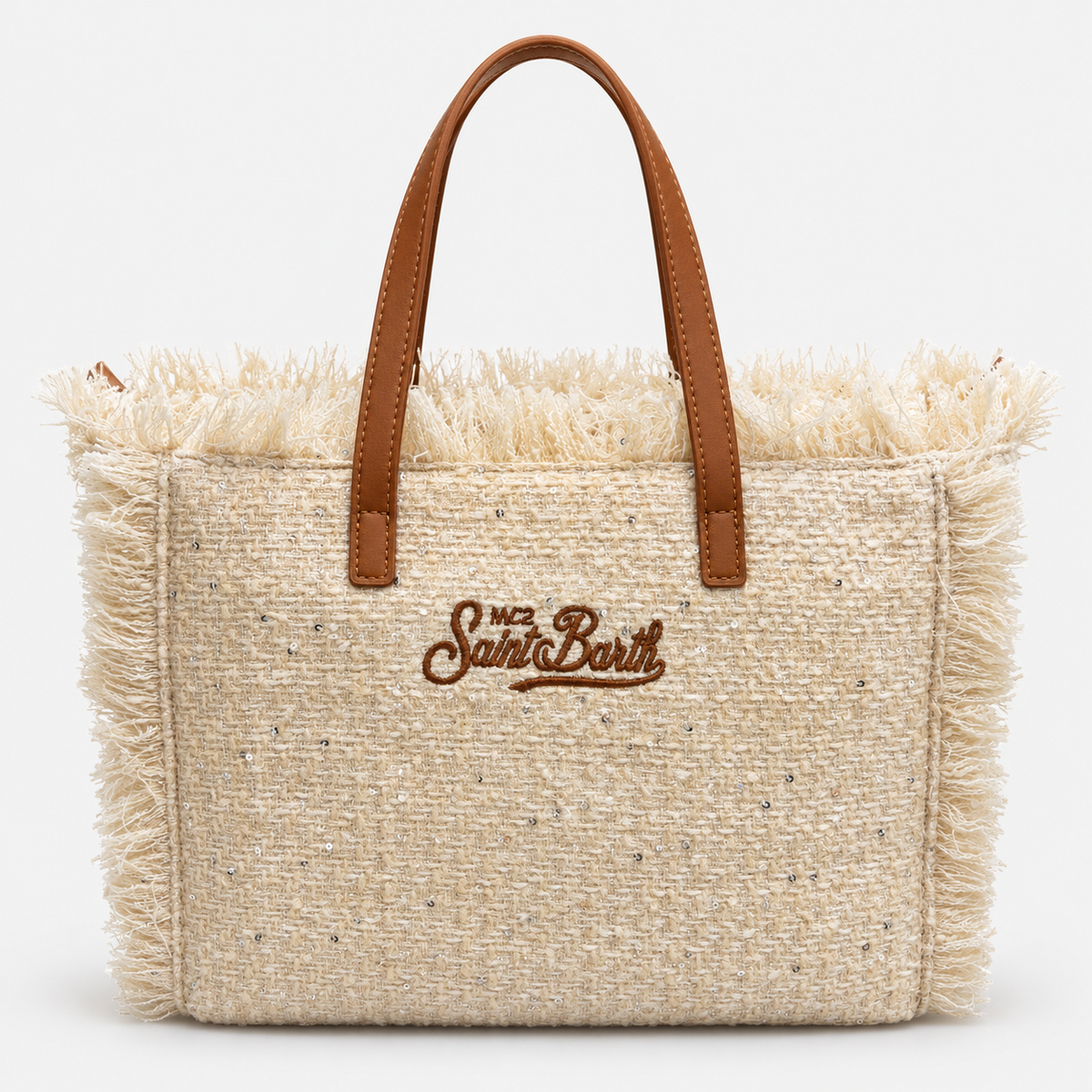 MC2 Saint Barth Borsa Donna Colette Tweed Panna con Mini Paillettes
