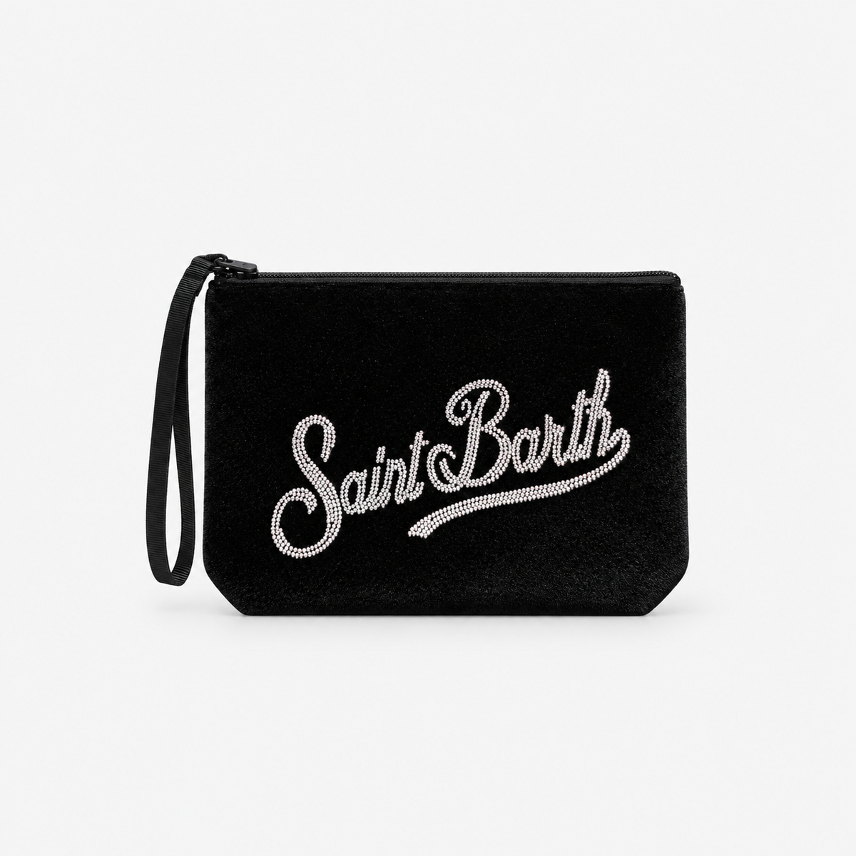 MC2 Saint Barth Pochette Donna Aline in Velluto Nero con Strass