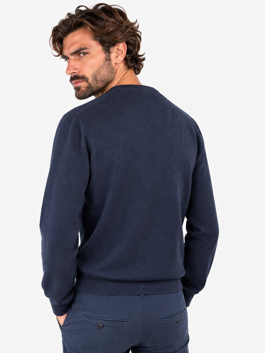 Gran Sasso Girocollo uomo in cashmere blu