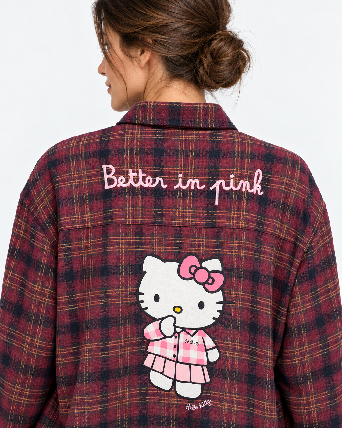MC2 Saint Barth Camicia Donna Lully Hello Kitty Tartan Bordeaux