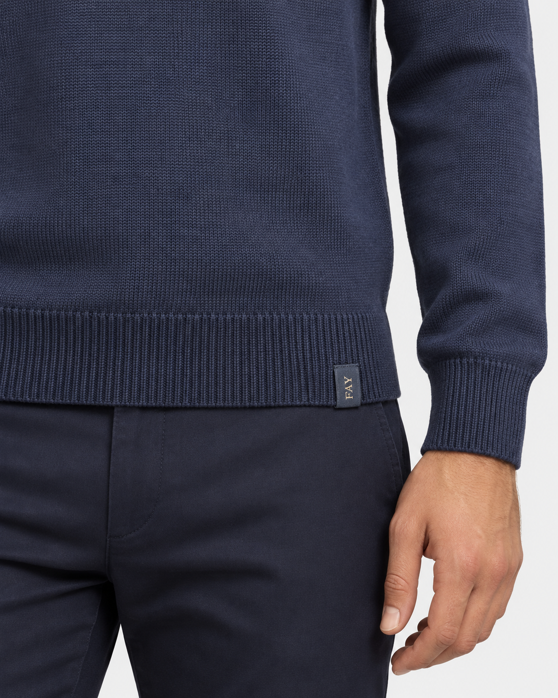 Fay Pull Girocollo Uomo in Lana Merinos Blu