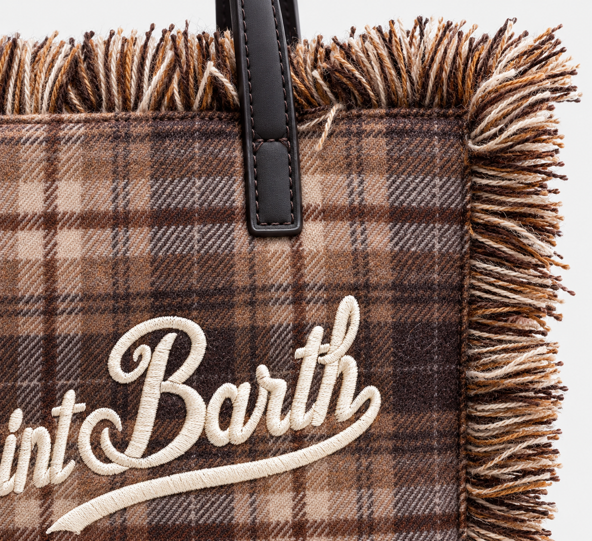 MC2 Saint Barth Borsa Donna Colette Tartan Marrone con Frange