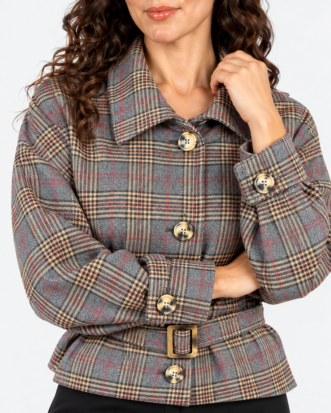 Imperial Giacca Donna Grigio Cammello a Quadri