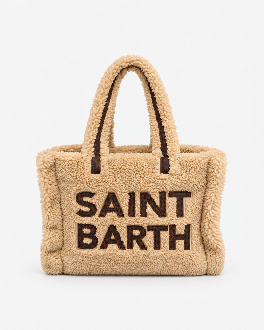 MC2 Saint Barth Borsa Donna Colette Teddy Beige Maxi Logo Leopard