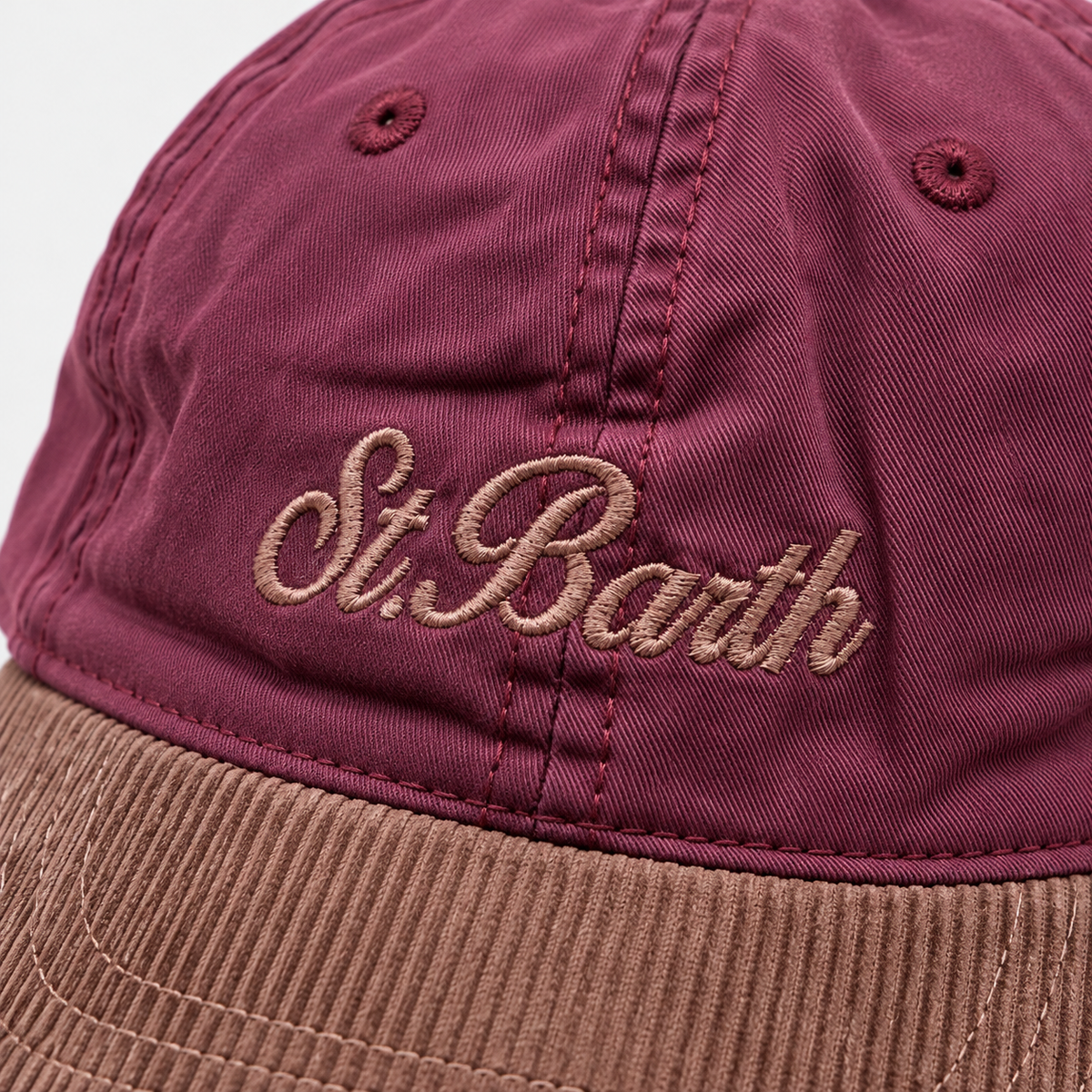 MC2 Saint Barth Cappello Donna Baseball Wax Corduroy Bordeaux e Marrone