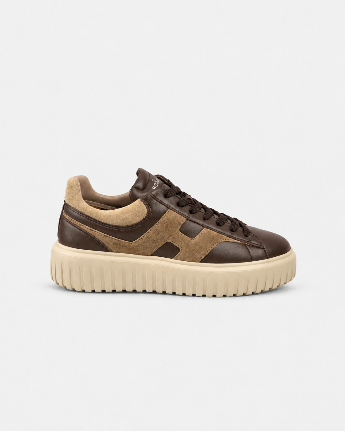 Hogan sneakers uomo h-stripes marrone