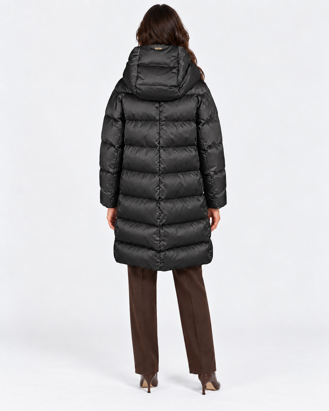 Herno Piumino donna A-shape in satin nero