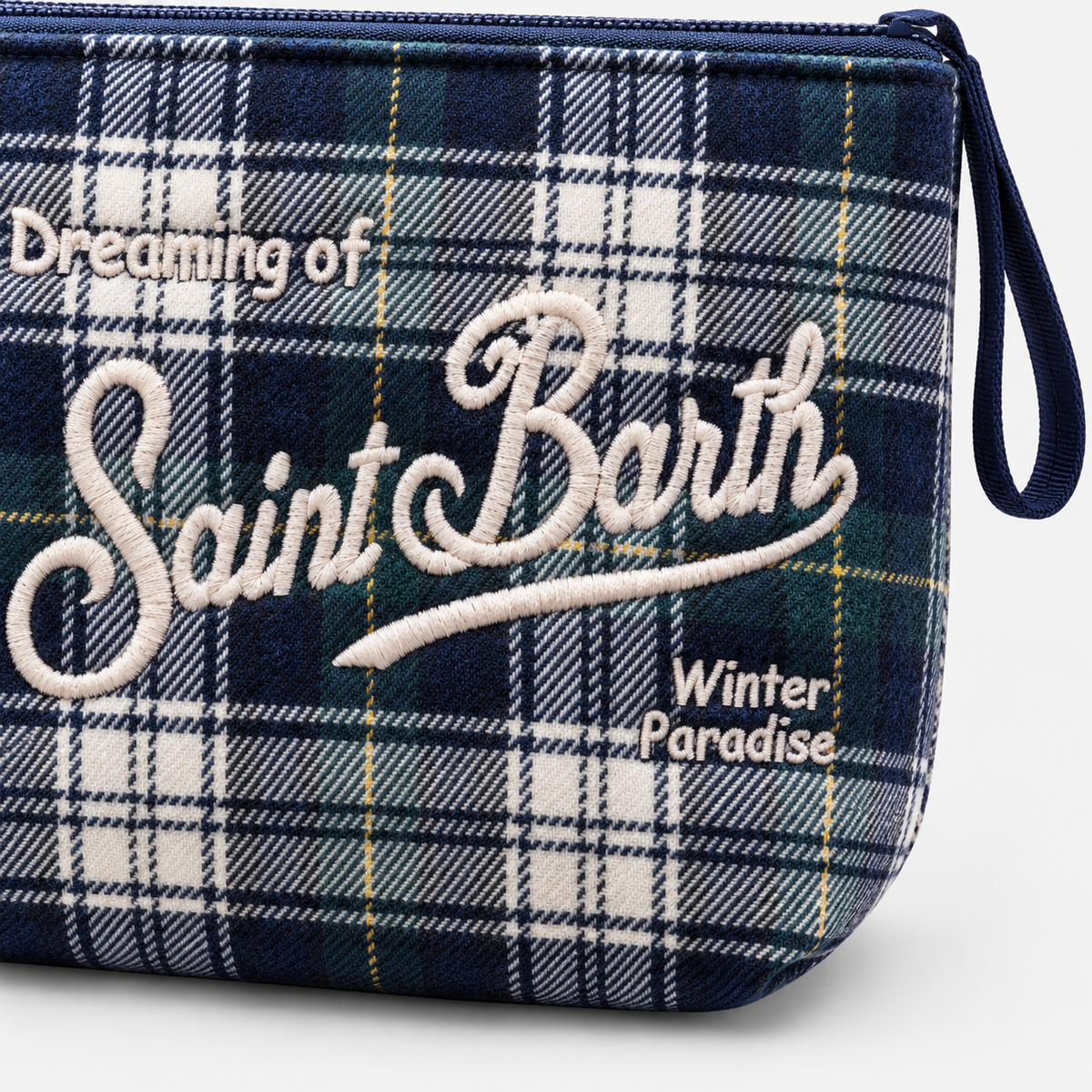 MC2 Saint Barth Pochette Uomo Aline Wool Tartan Blu e Verde
