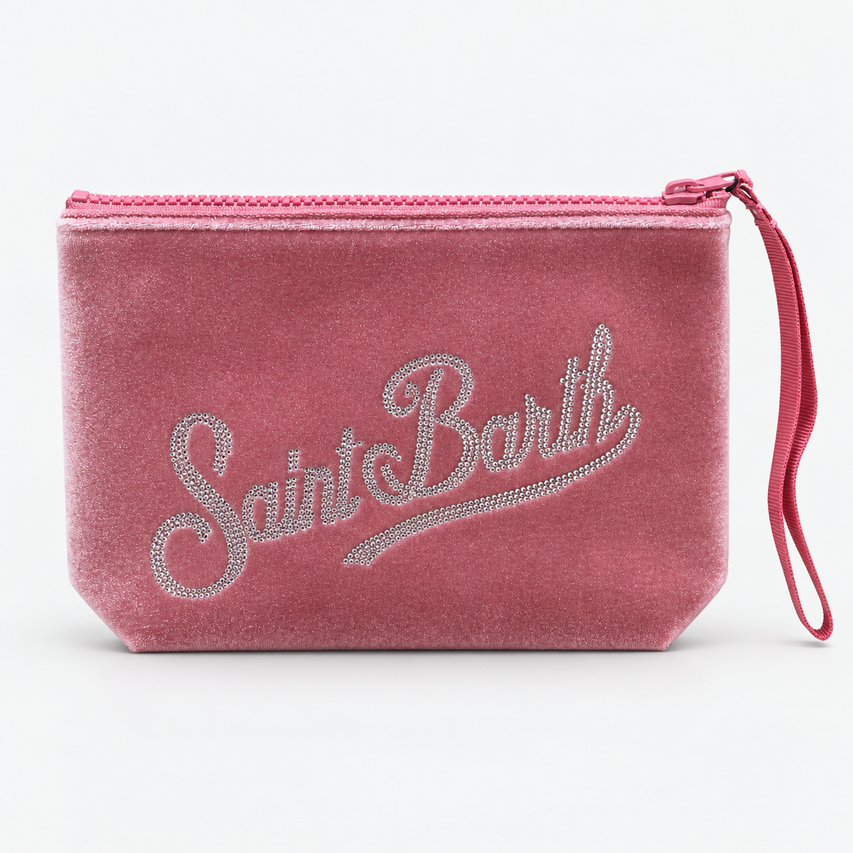 MC2 Saint Barth Pochette Donna Aline in Velluto Rosa con Strass