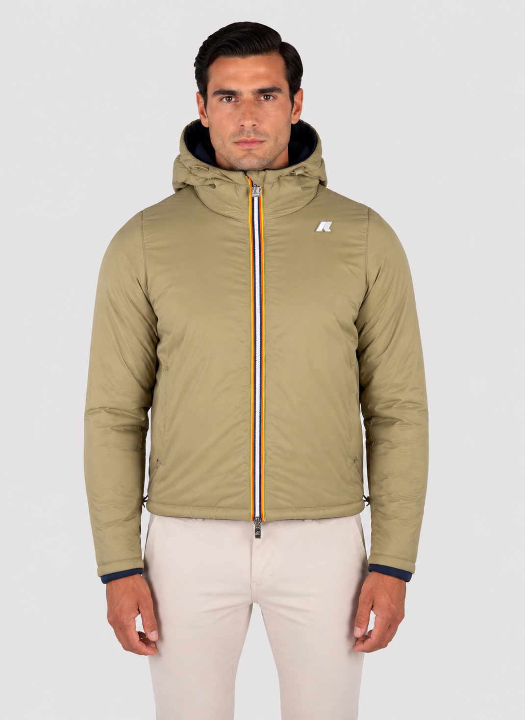 K-Way Jack Spencer Nylon Double BLUE DEPTH - GREEN ARMY