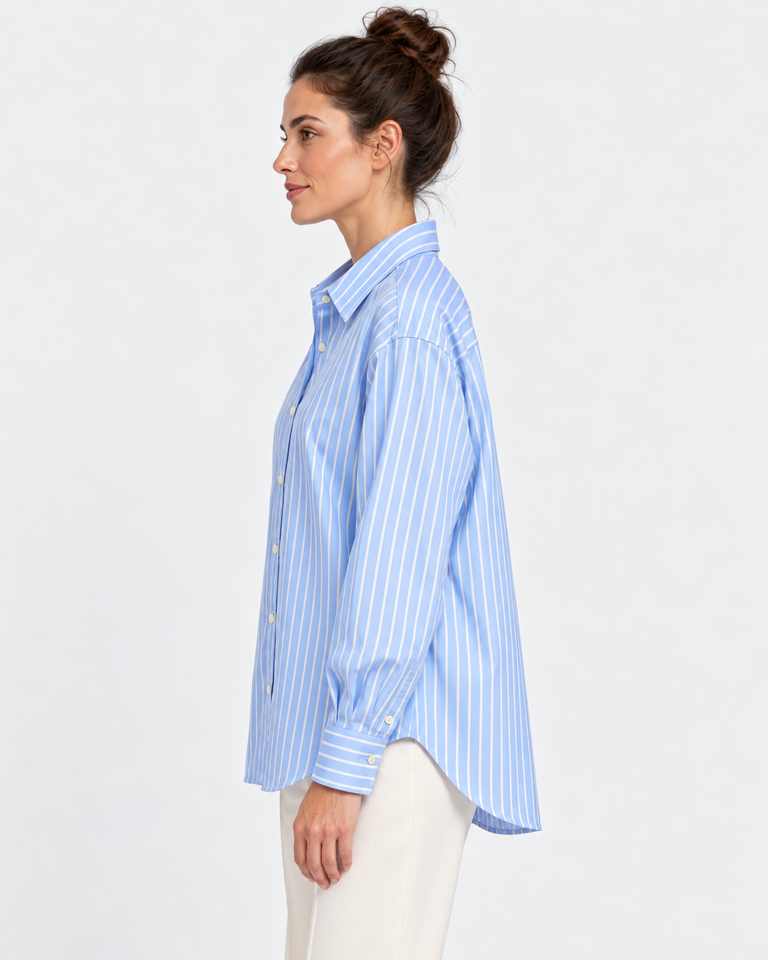 MC2 Saint Barth Camicia Donna Meredith in Cotone a Righe Azzurre e Bianche