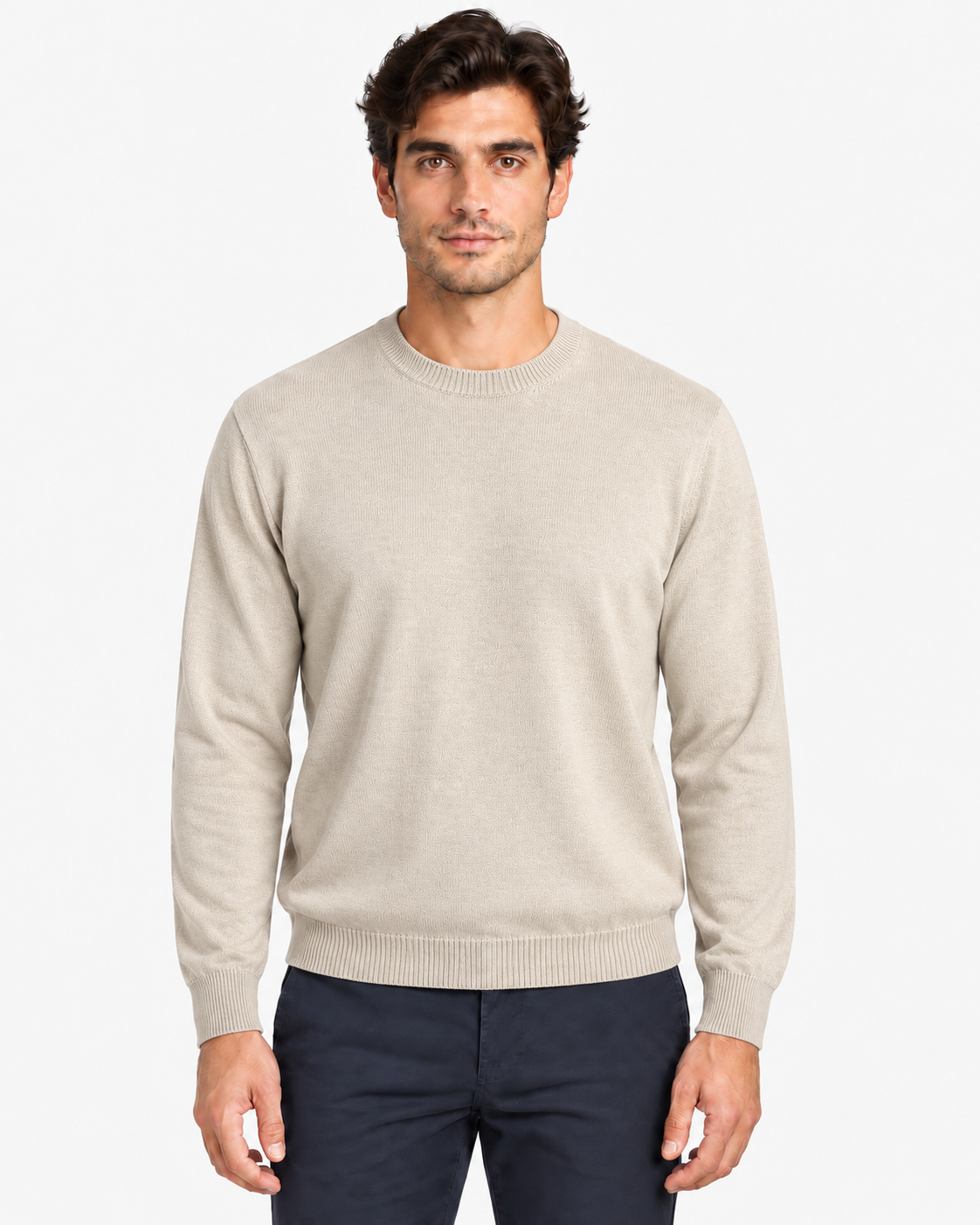 Gran Sasso Girocollo uomo in lana beige chiaro