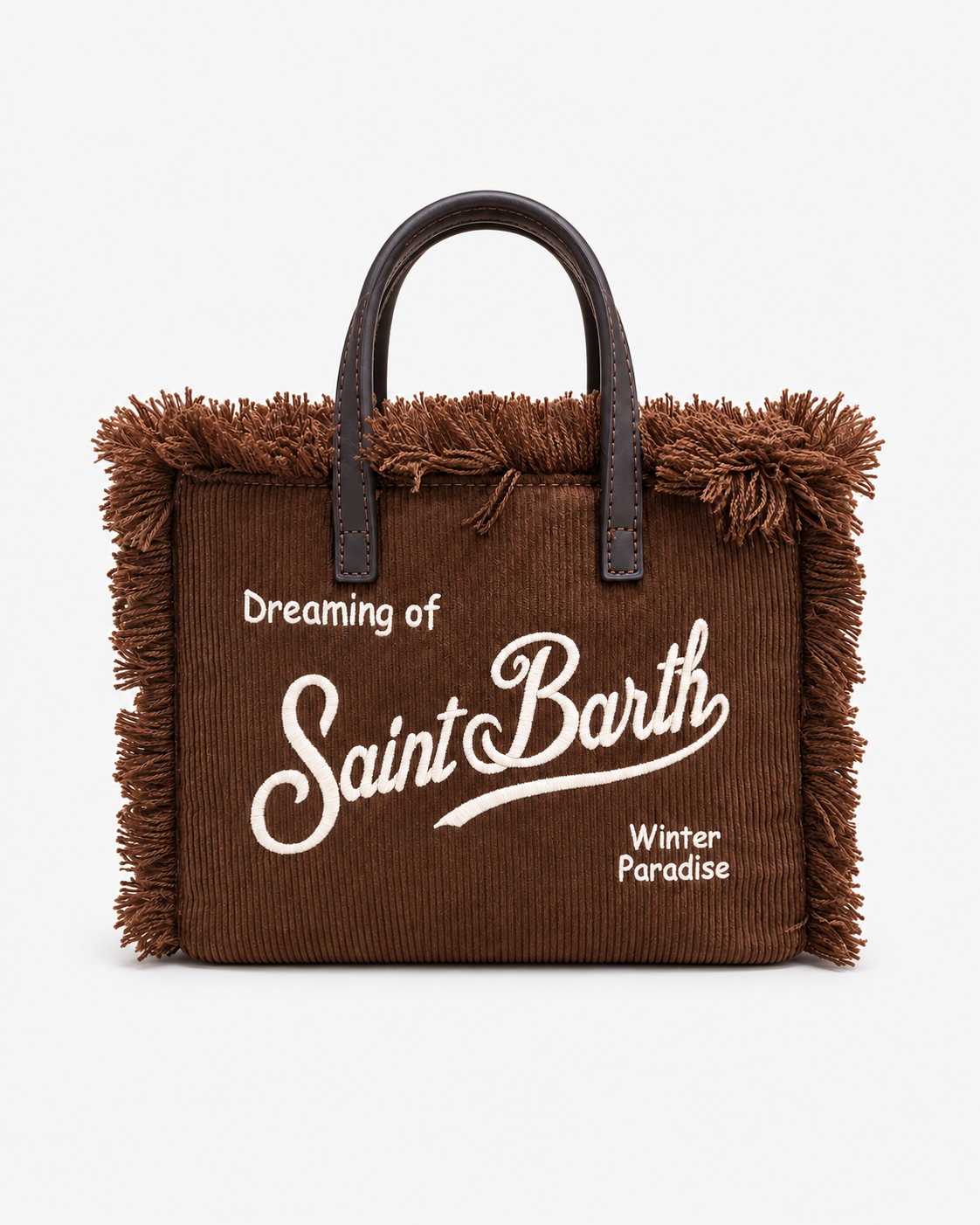 MC2 Saint Barth Borsa Donna Vanity Mini in Velluto a Coste Marrone con Tracolla