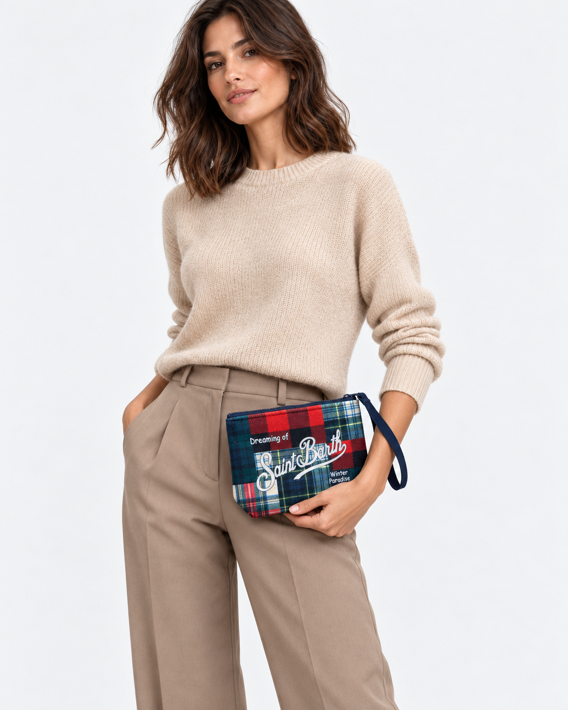 MC2 Saint Barth Pochette Donna Aline Tartan Patchwork Multicolore