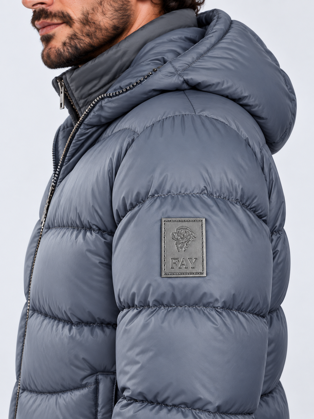 Fay Piumino uomo Double Front in nylon blu