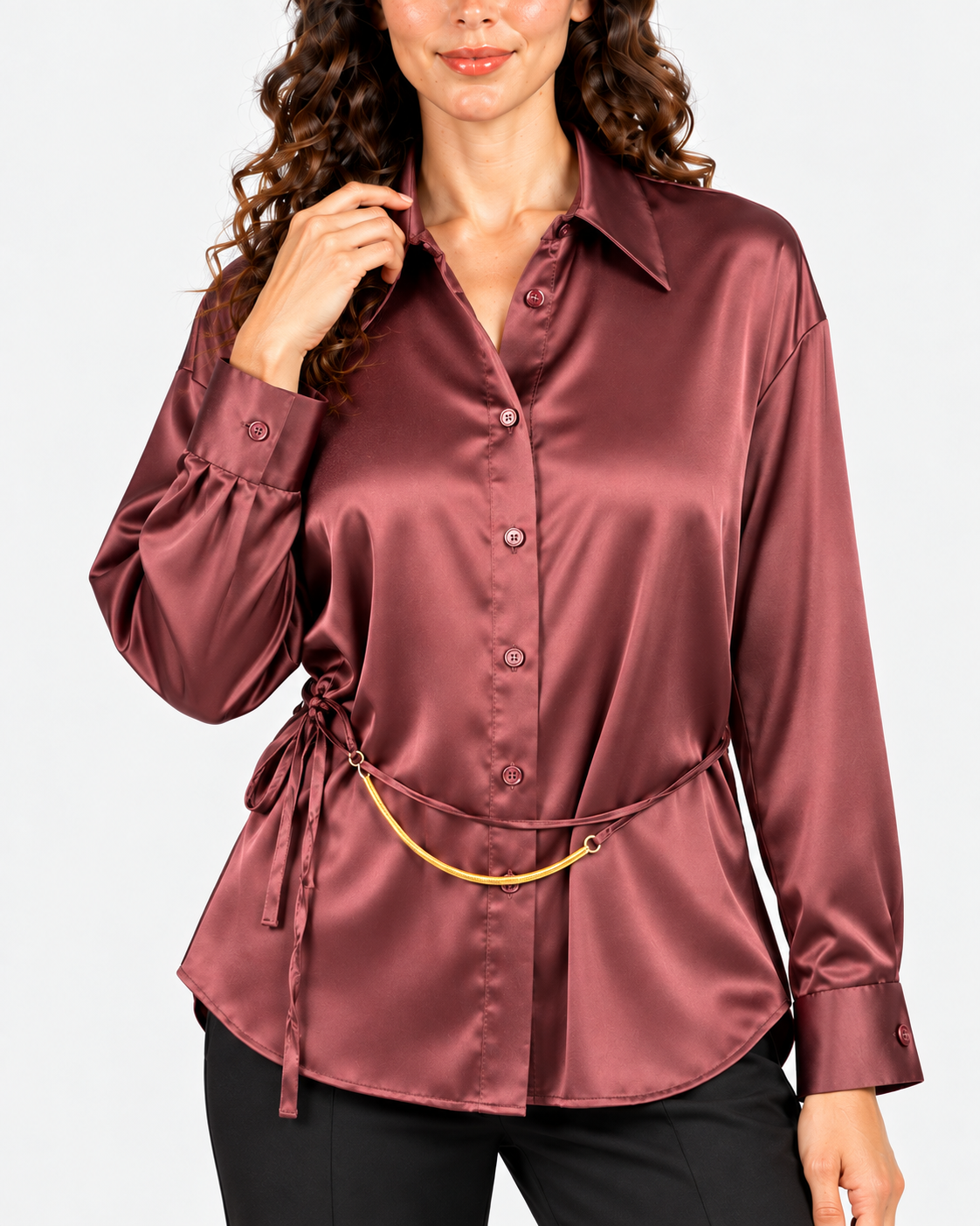 Imperial Camicia Donna Plum noir in Raso
