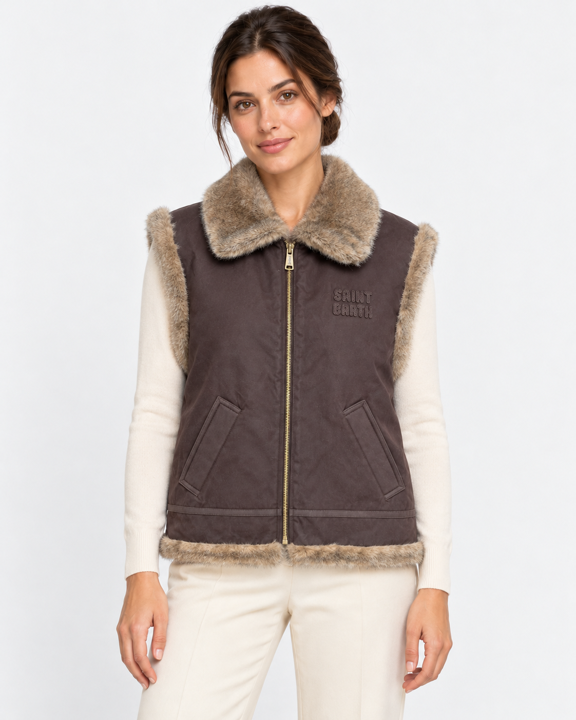 MC2 Saint Barth Gilet Donna Hesketh Marrone Scuro