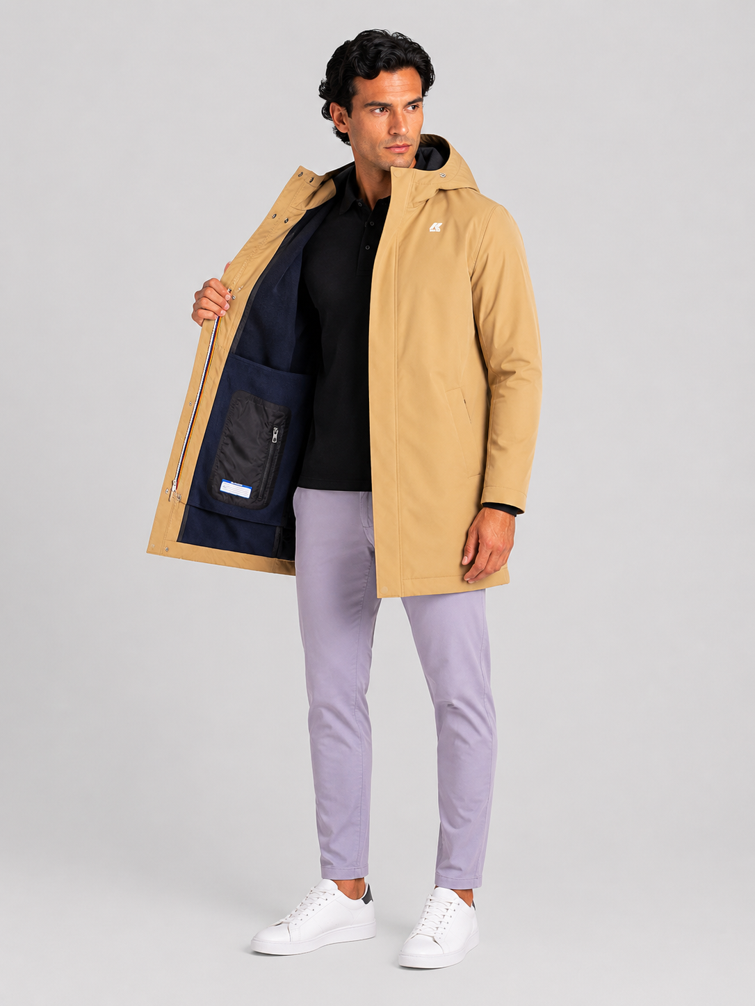 Giacca media Marlyn Bonded BEIGE KHAKI - BLUE DEPTH