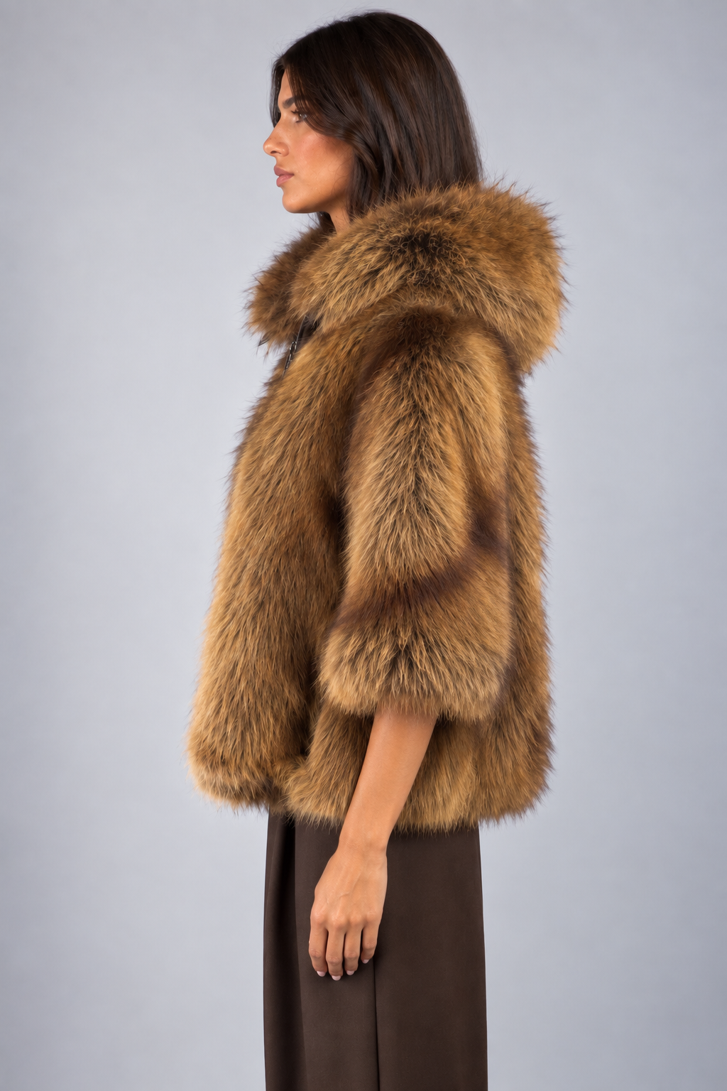 Dixie Ecopelliccia Donna con Cappuccio Camel