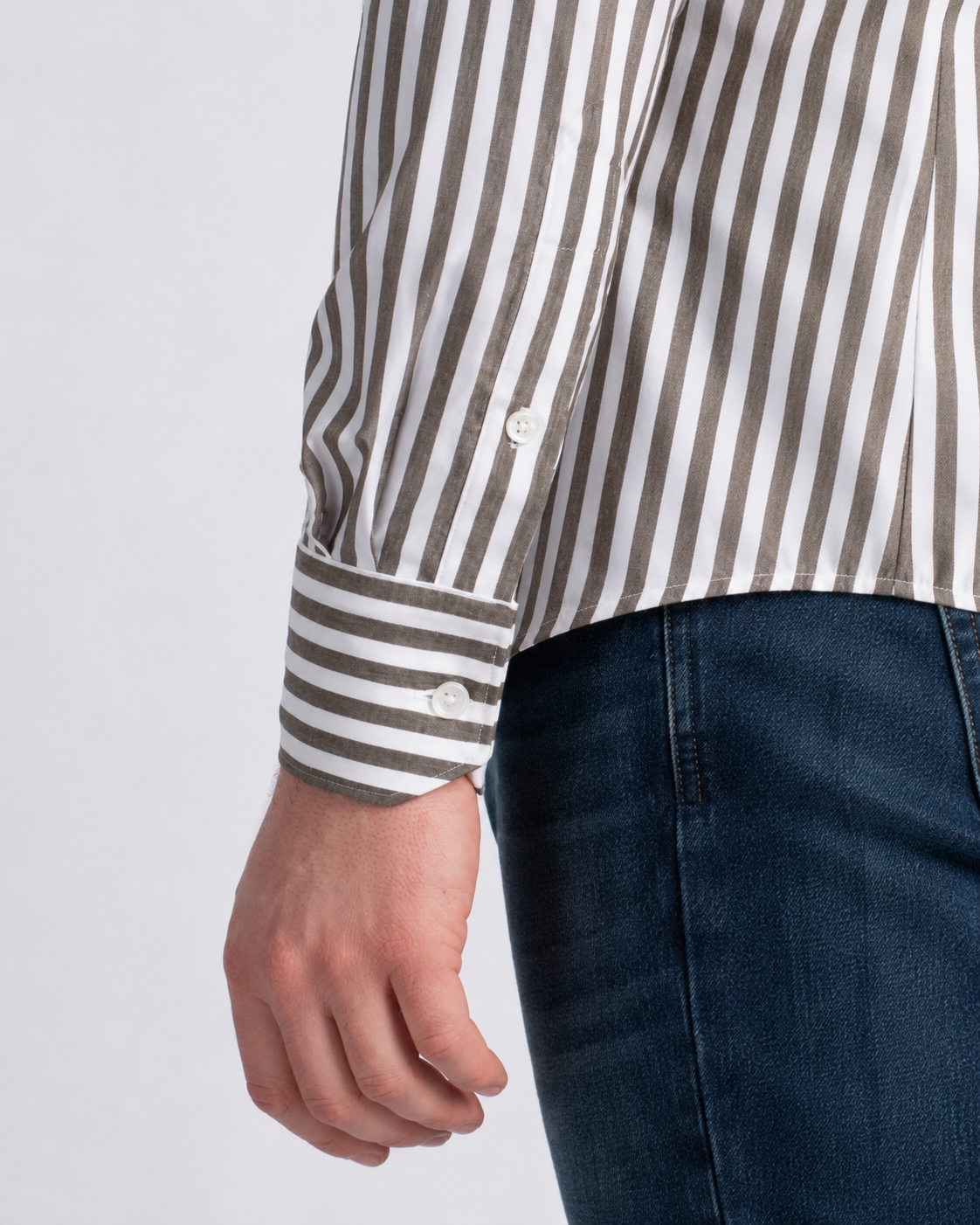 Camicia tecnica a righe brown