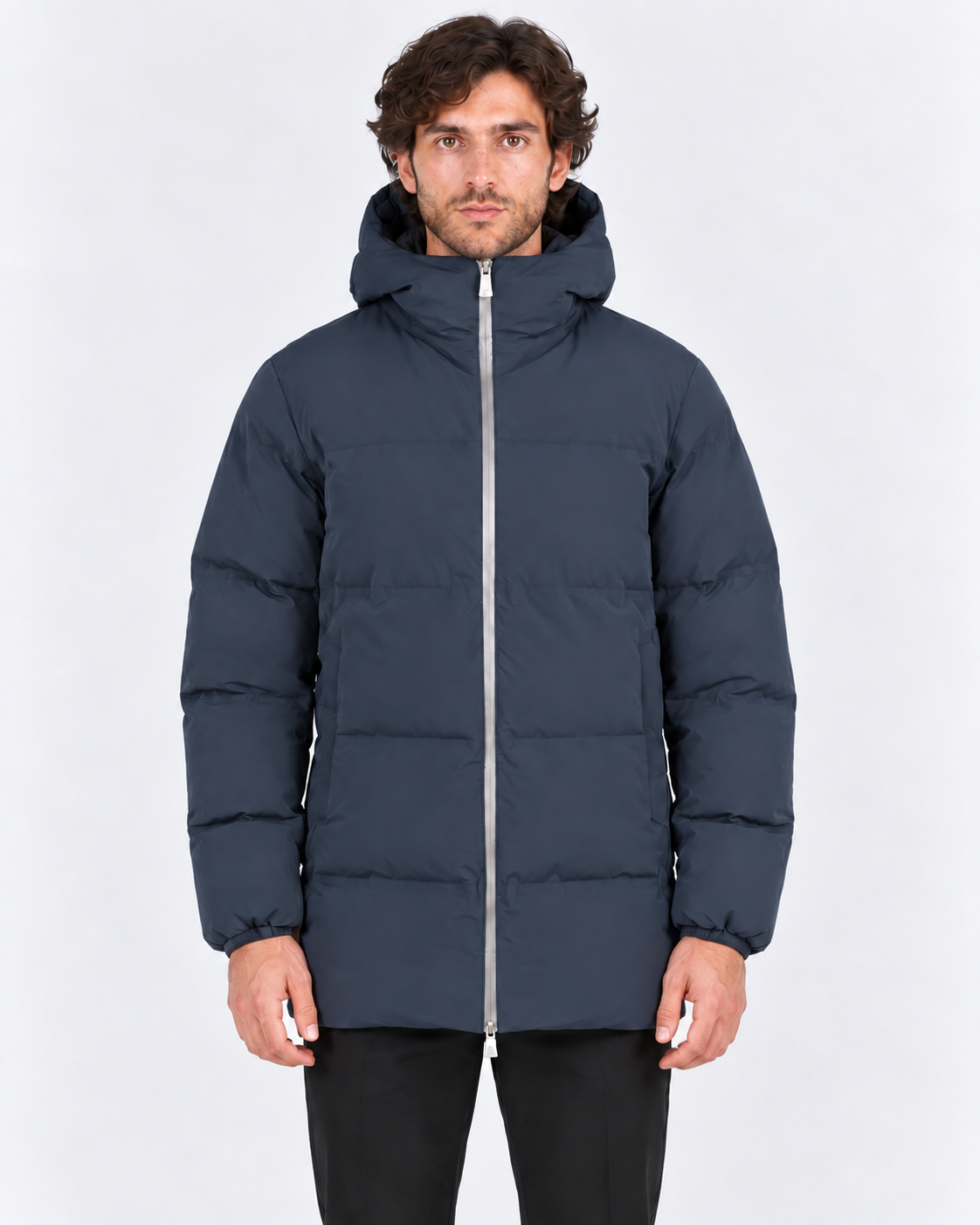 Herno Giacca lunga uomo New Impact blu con cappuccio