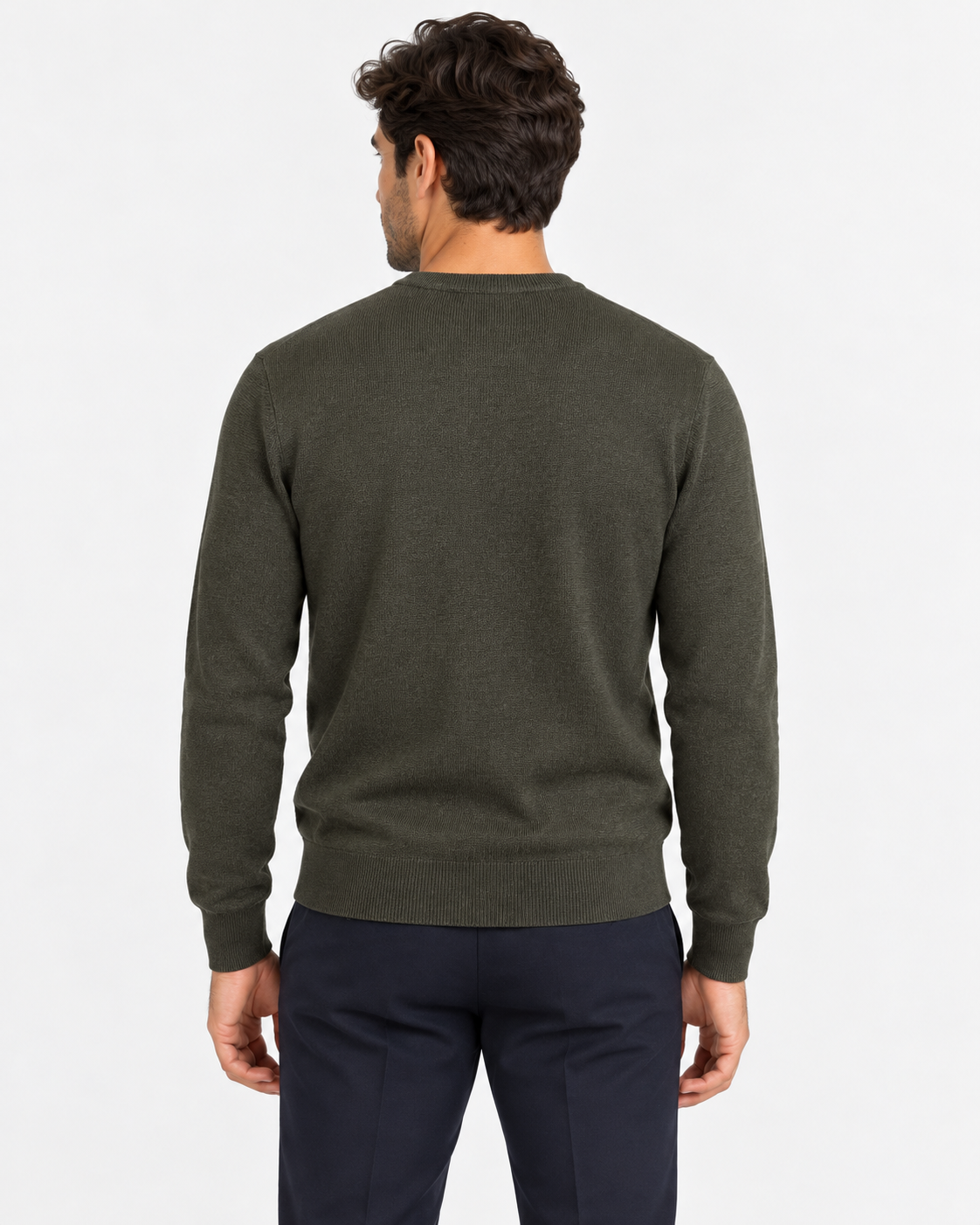 Gran Sasso Maglia Uomo Girocollo in Lana Verde Bosco