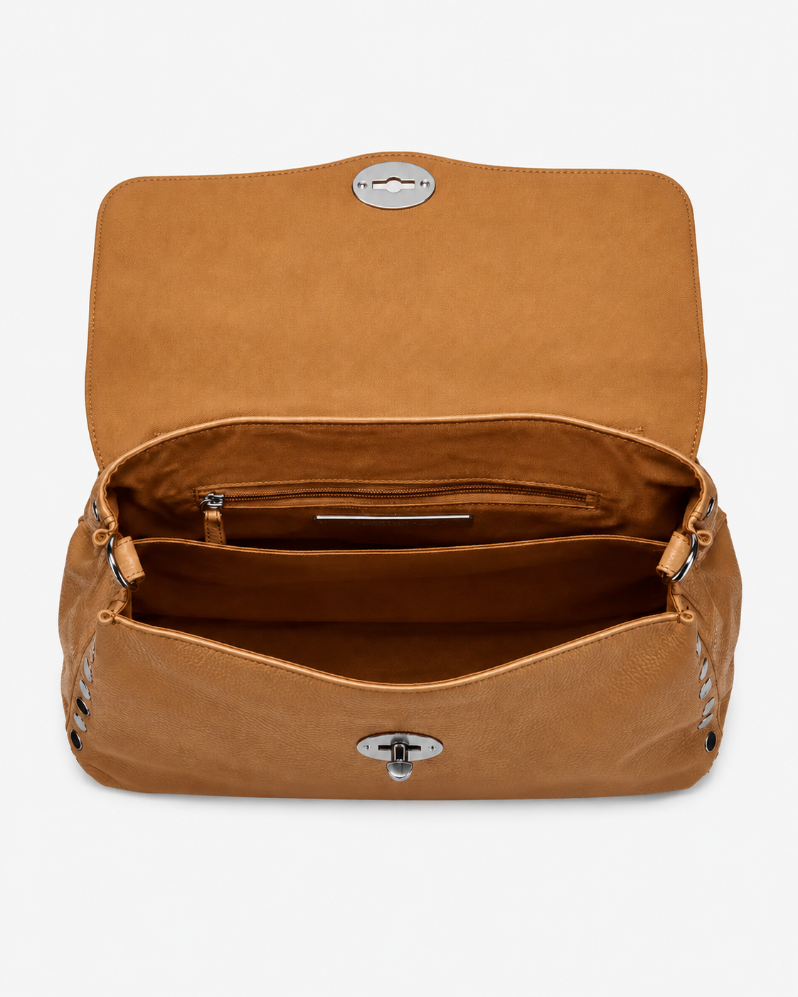 BORSA POSTINA® MEDIUM IN PELLE MARTELLATA BROWN CANTUCCI